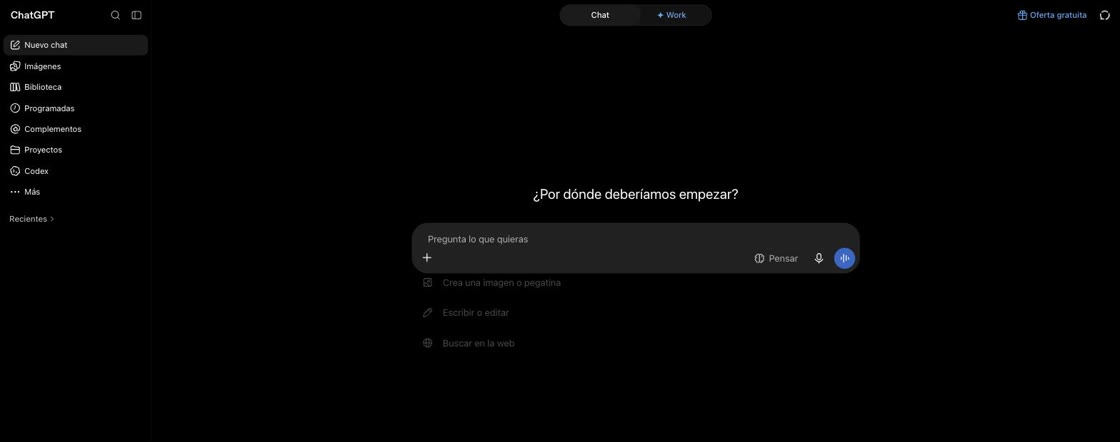 ChatGPT home screen