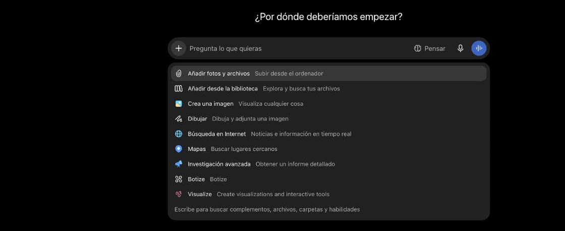 The + menu with Botize in the list
