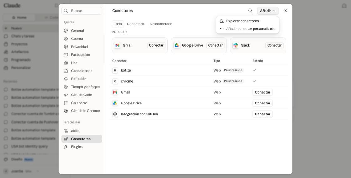 Add menu with the custom connector option
