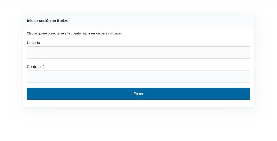Botize sign-in screen